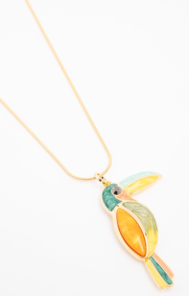 SAUTOIR PENDENTIF ARGENT AVEC TOUCAN