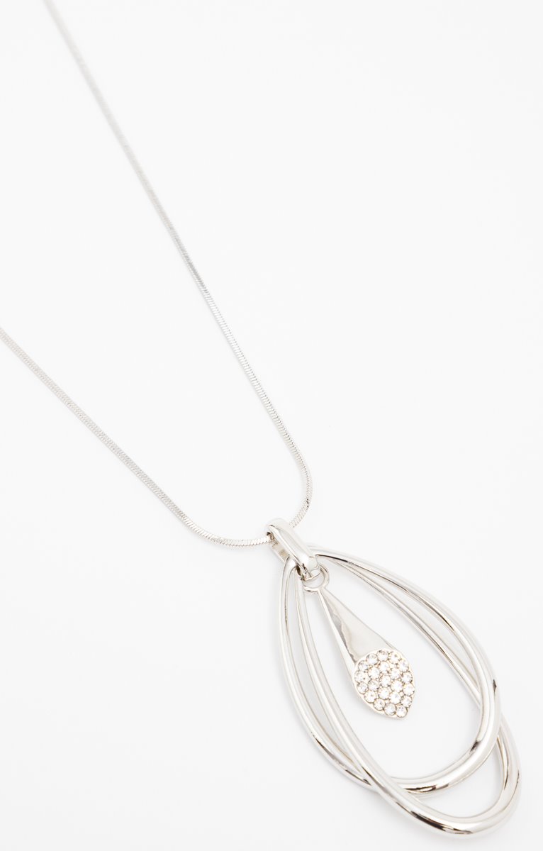 Sautoir Pendentif Argenté 2 Gouttes