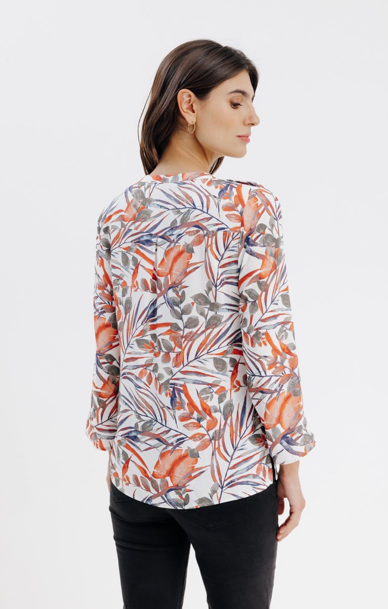  Blouse Col Mao Boutons Nacrés