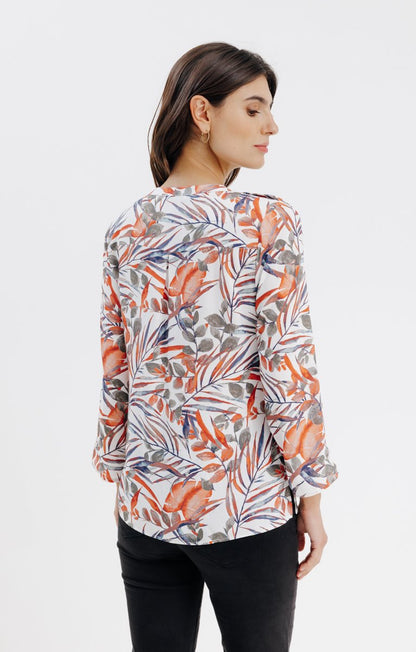  Blouse Col Mao Boutons Nacrés