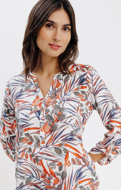  Blouse Col Mao Boutons Nacrés