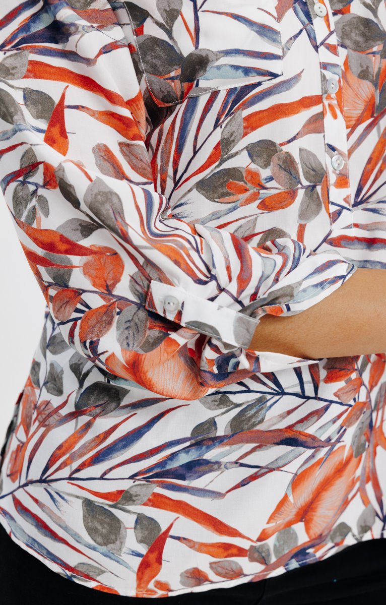  Blouse Col Mao Boutons Nacrés