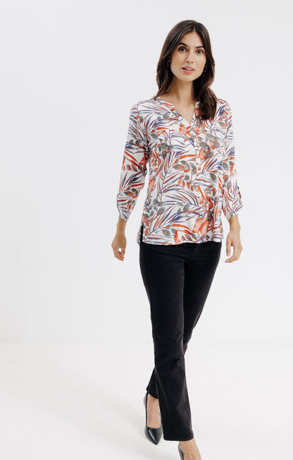  Blouse Col Mao Boutons Nacrés