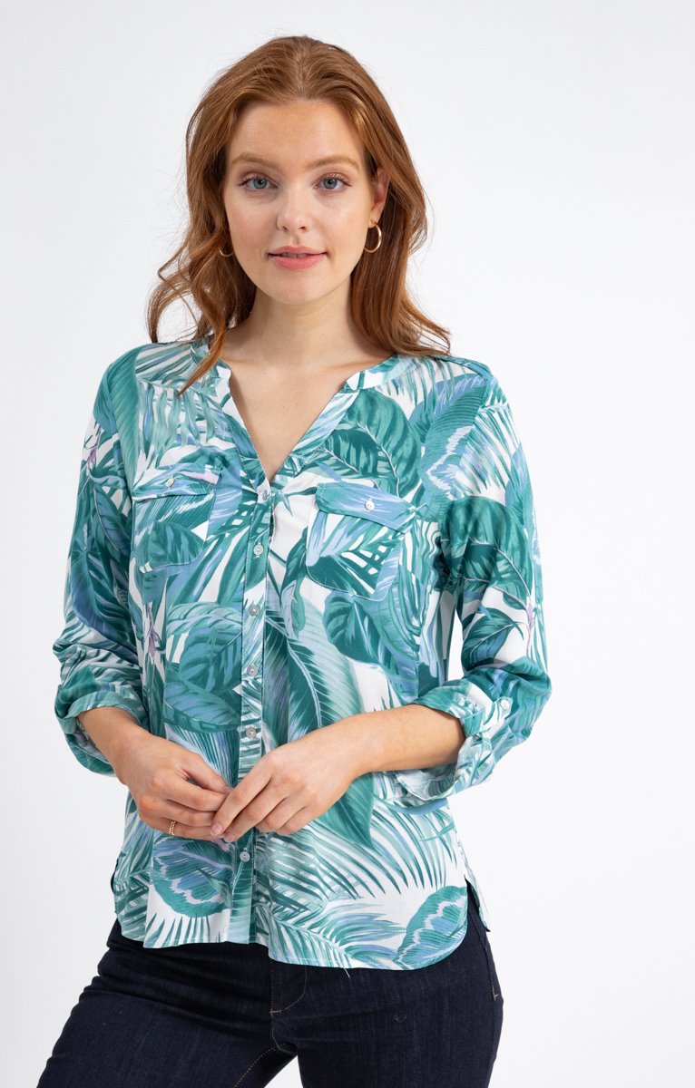  Chemise Col Mao Boutons Nacrés