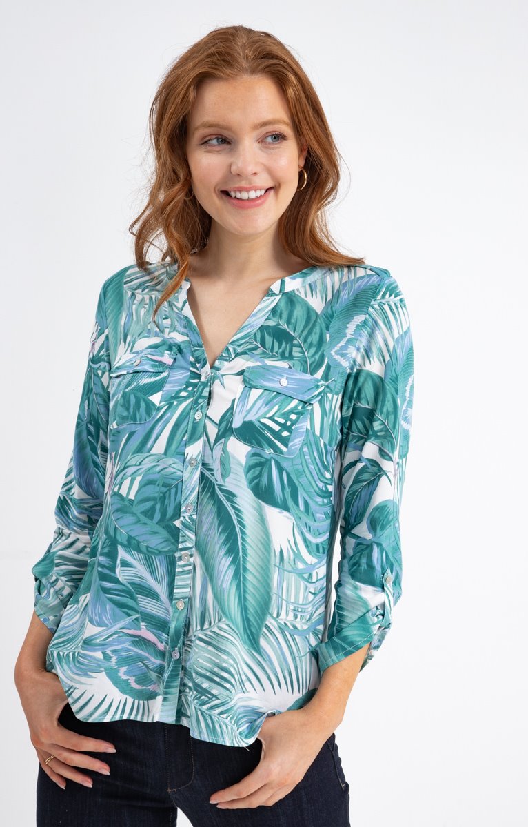  Chemise Col Mao Boutons Nacrés