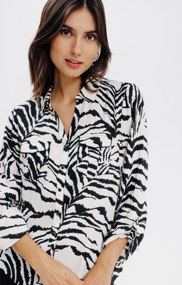  Chemise Imprimé Animal Avec Piping