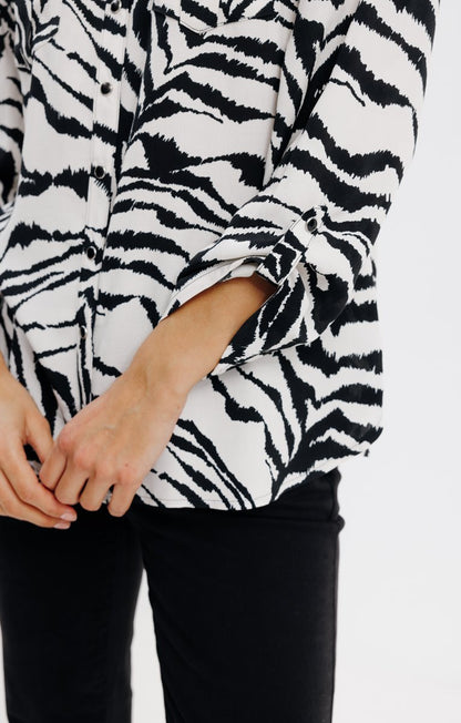  Chemise Imprimé Animal Avec Piping