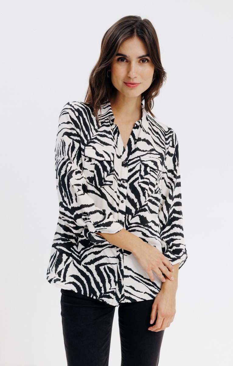  Chemise Imprimé Animal Avec Piping