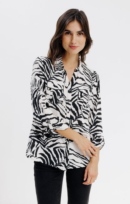  Chemise Imprimé Animal Avec Piping