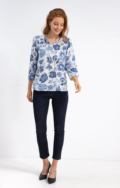  Blouse Imprimée Col V Avec Froufrou
