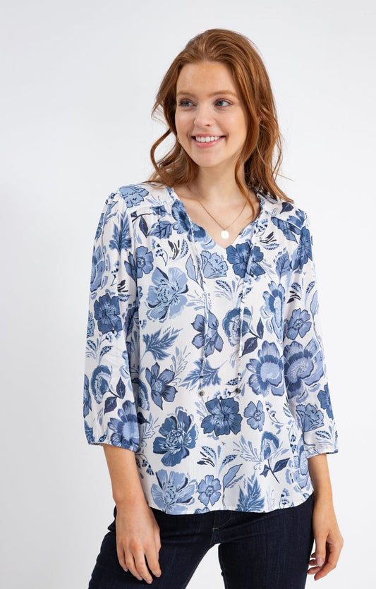  Blouse Imprimée Col V Avec Froufrou
