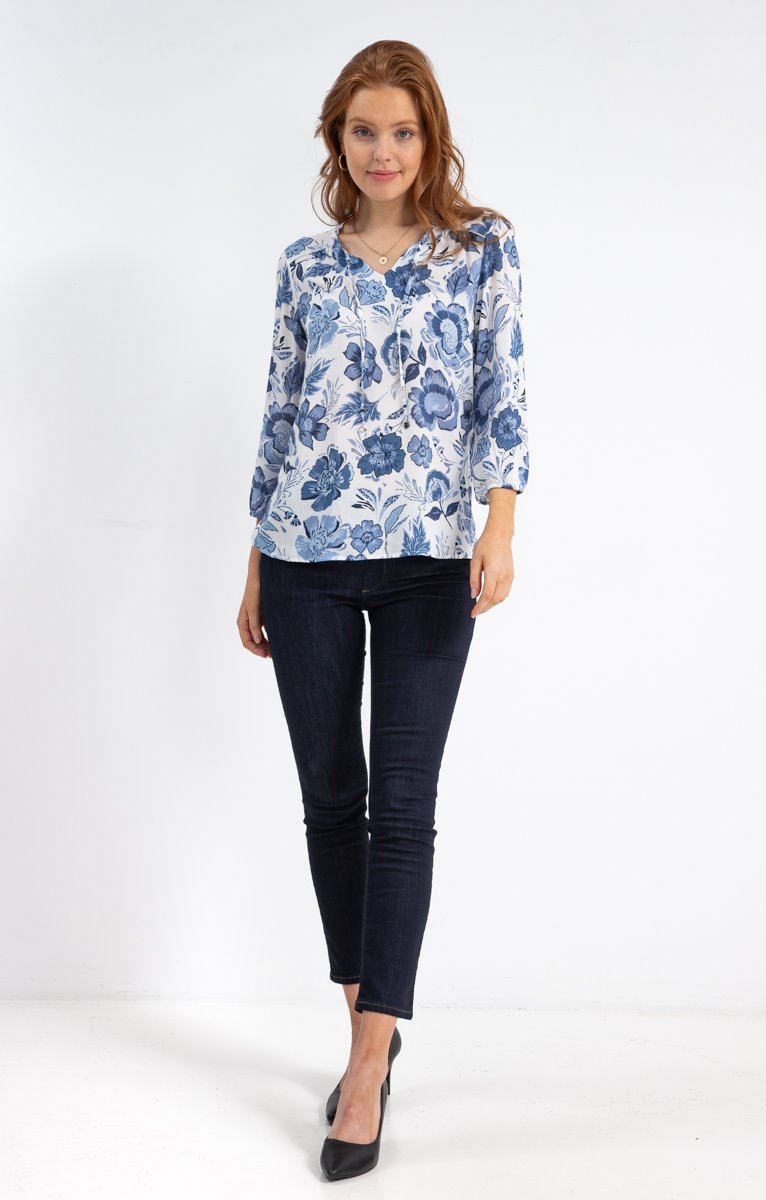  Blouse Imprimée Col V Avec Froufrou