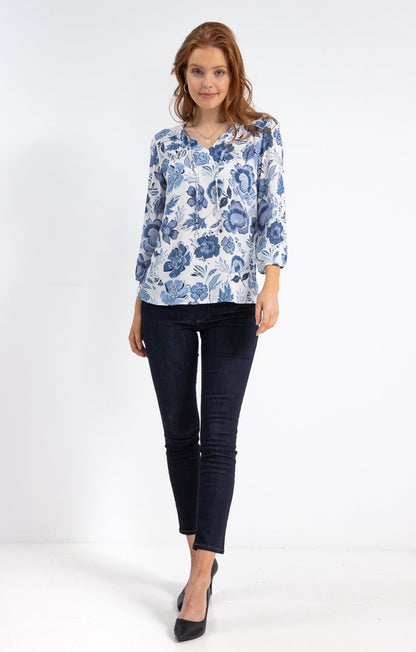  Blouse Imprimée Col V Avec Froufrou