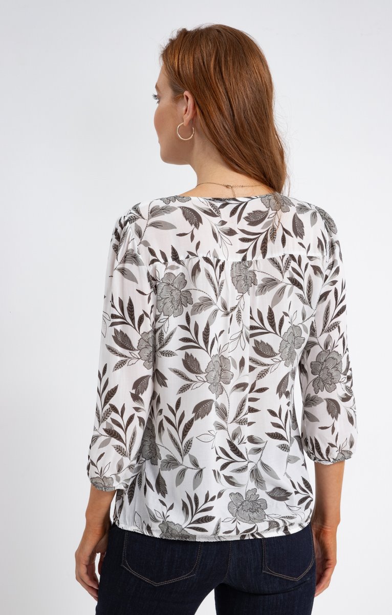  Blouse Col V Avec Piping Argent
