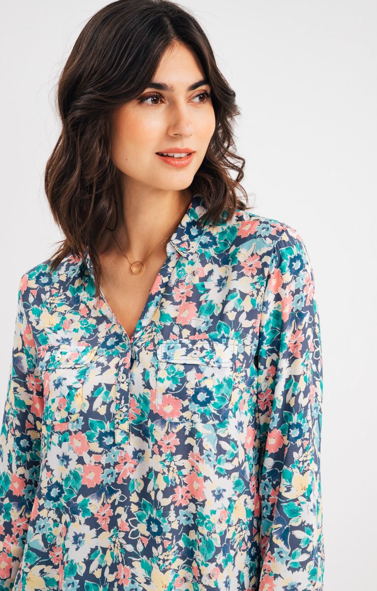  Blouse Col Chemise Avec Poches