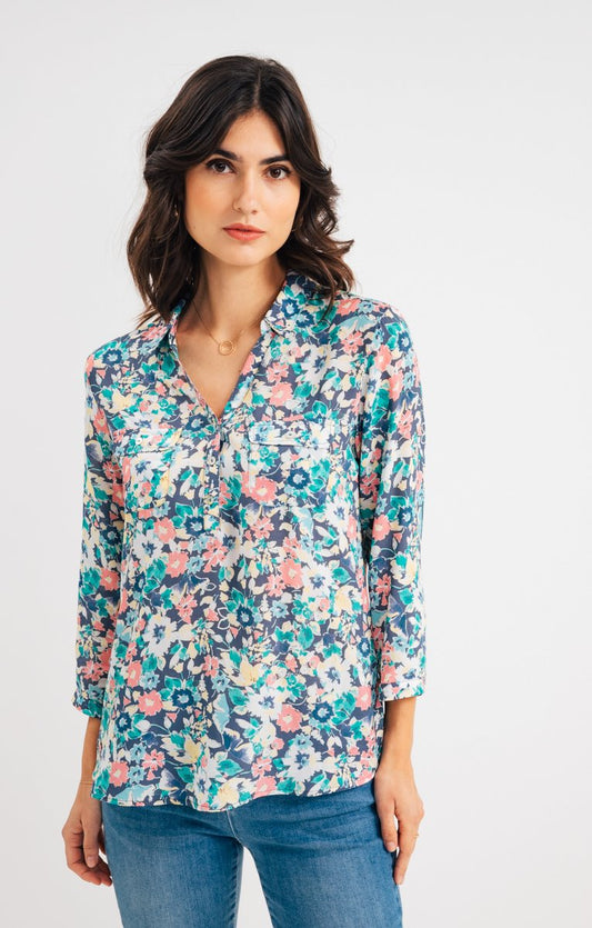  Blouse Col Chemise Avec Poches