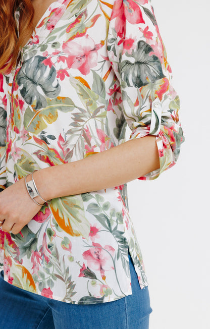  Blouse Col Mao Avec Pattes épaules