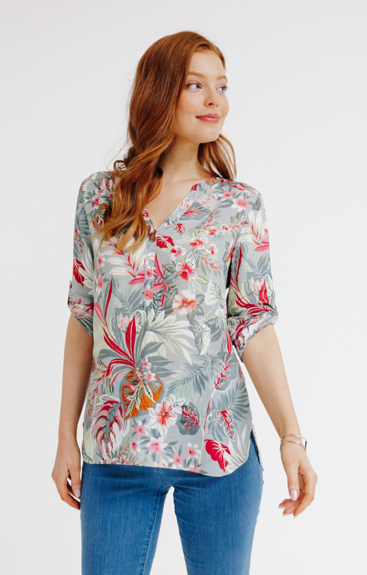  Blouse Col Mao Avec Strass