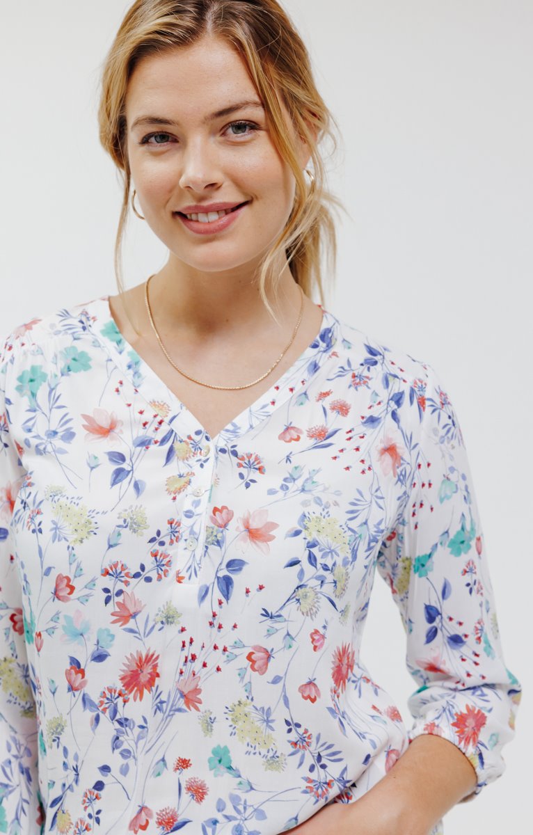  Blouse Col V Avec Bas Smock