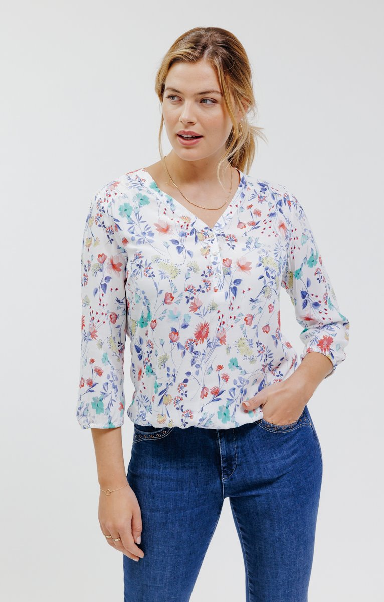  Blouse Col V Avec Bas Smock