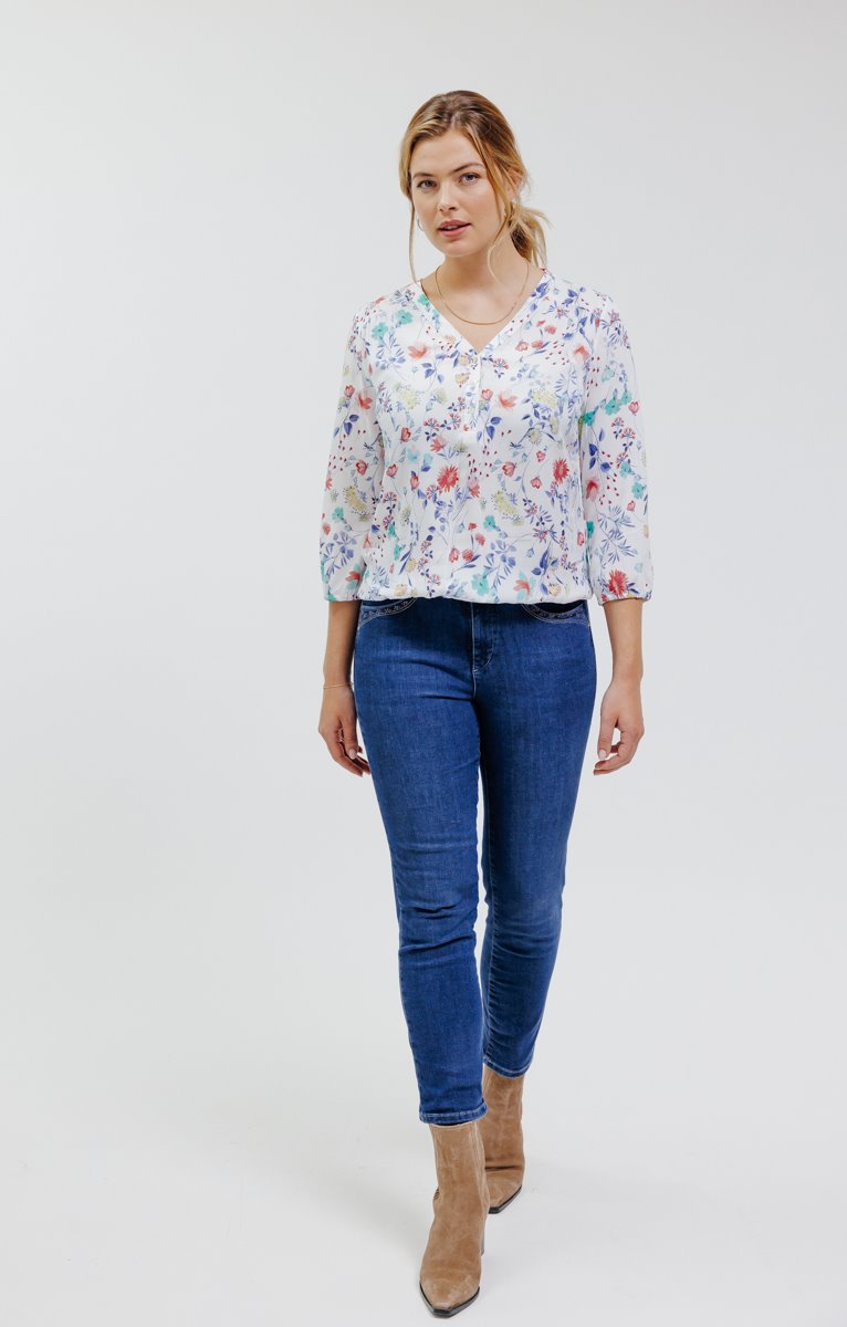  Blouse Col V Avec Bas Smock