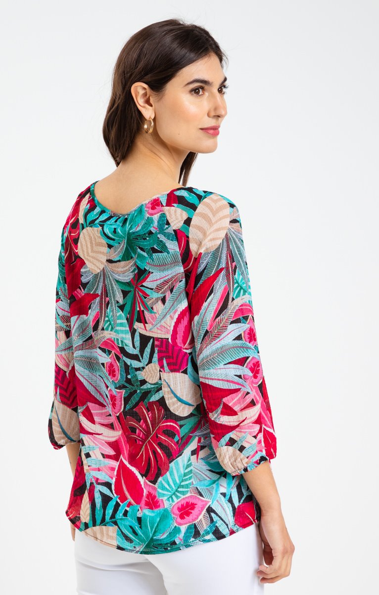  Blouse Imprimée Et Lien Bijoux Au Col
