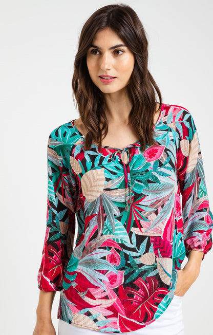  Blouse Imprimée Et Lien Bijoux Au Col