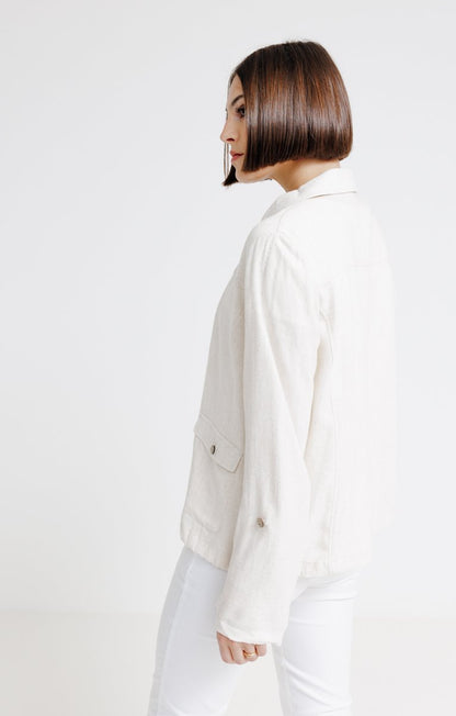  Blouson Mélange Lin Avec Boutons Coco
