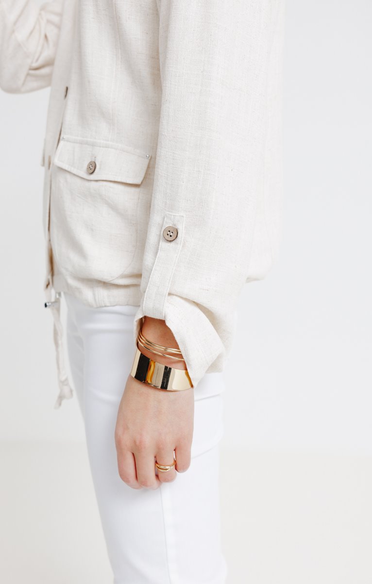 Blouson Mélange Lin Avec Boutons Coco