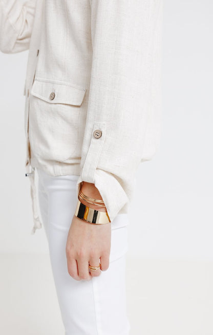  Blouson Mélange Lin Avec Boutons Coco