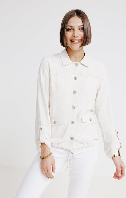  Blouson Mélange Lin Avec Boutons Coco