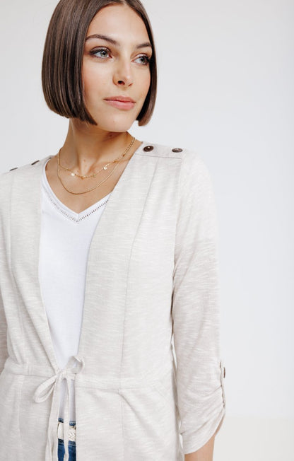  CARDIGAN À NOUETTE ET BOUTONS ÉPAULES