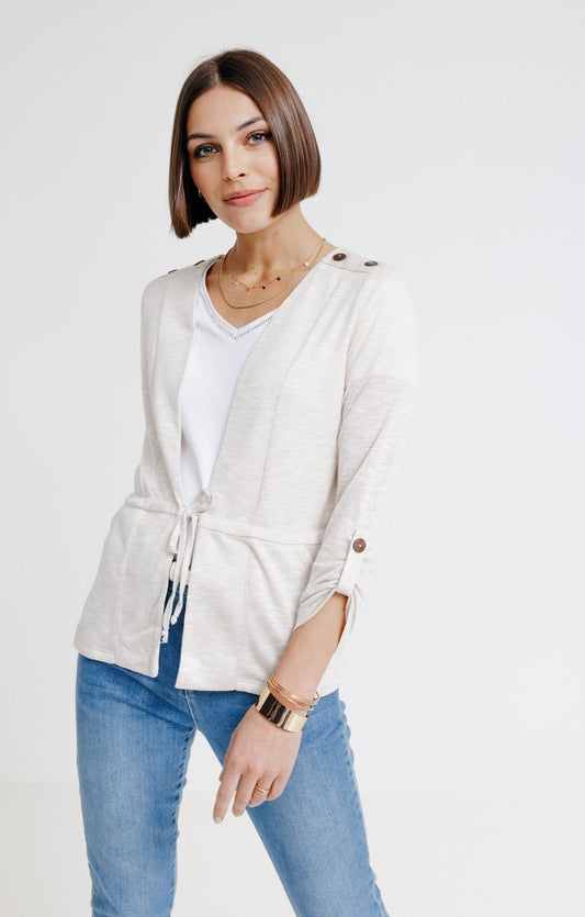  CARDIGAN À NOUETTE ET BOUTONS ÉPAULES