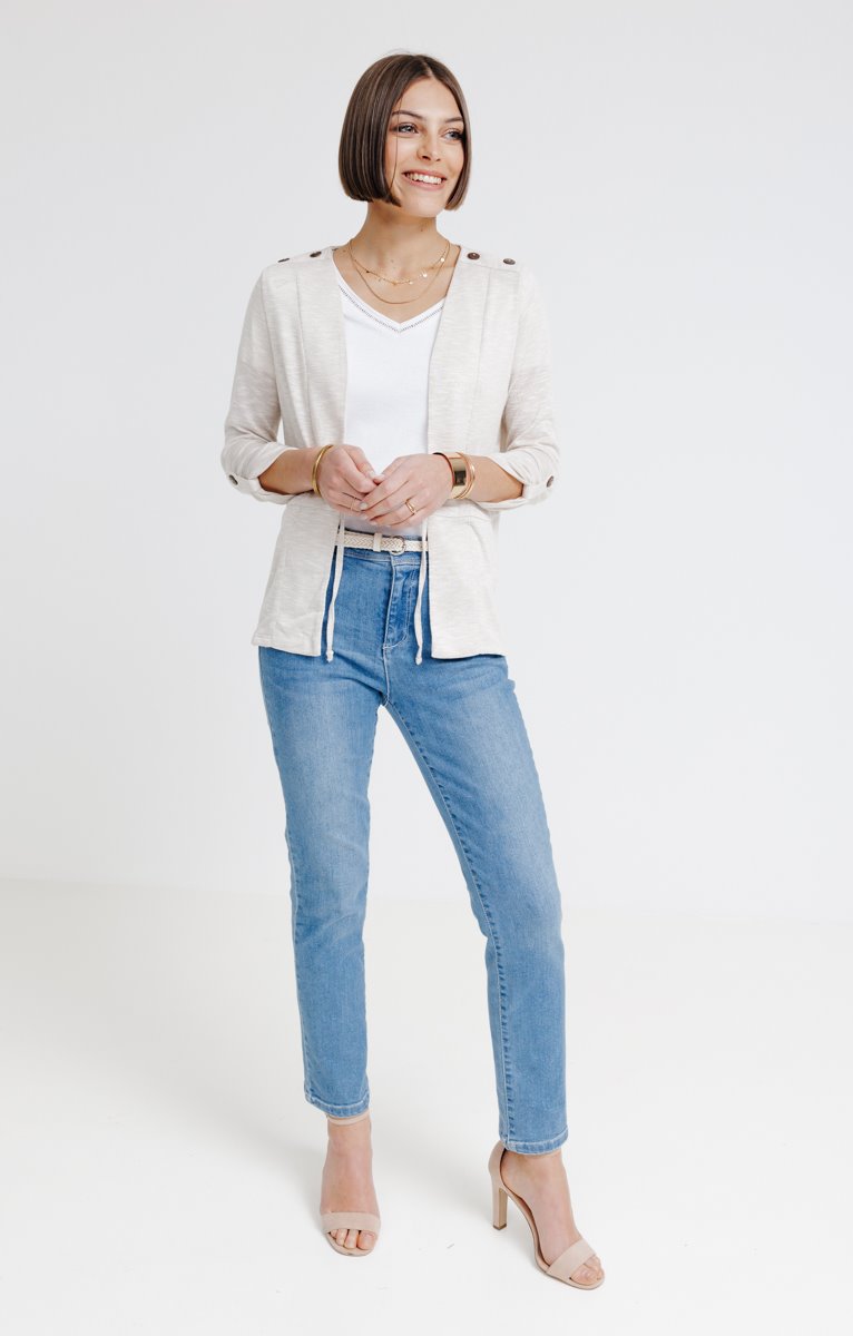  CARDIGAN À NOUETTE ET BOUTONS ÉPAULES