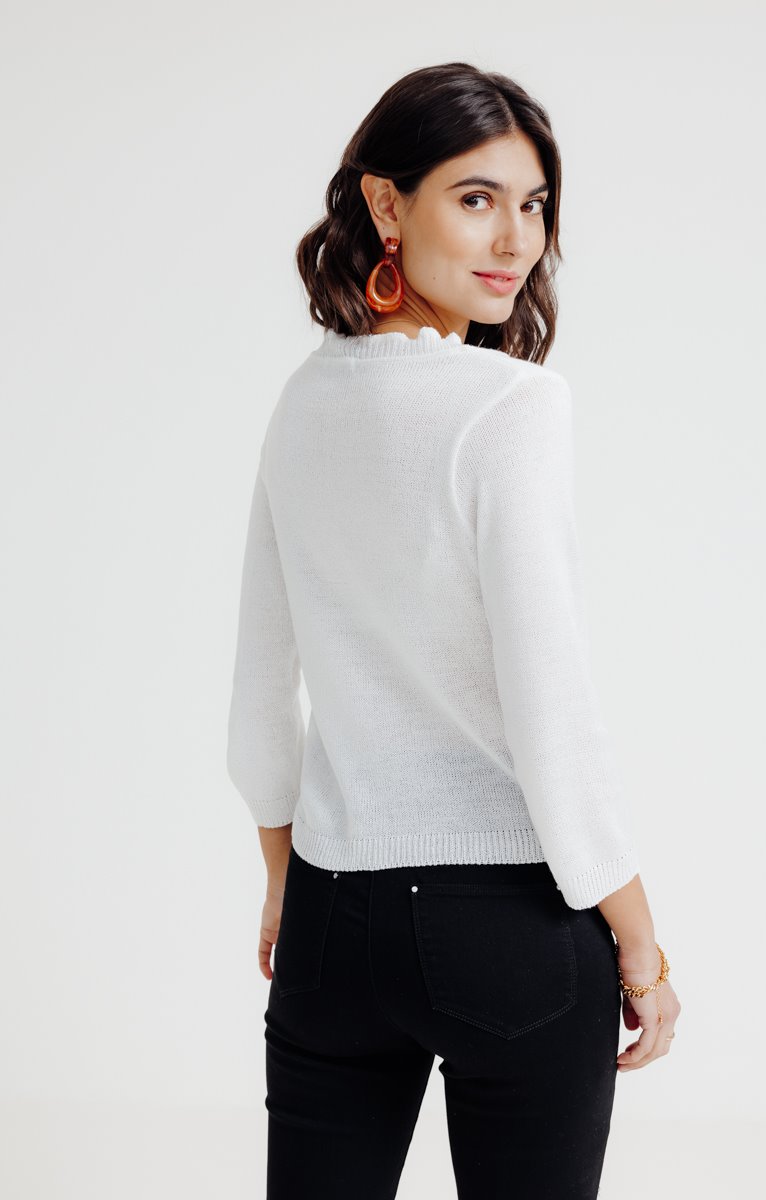  Cardigan Uni Avec Froufrous
