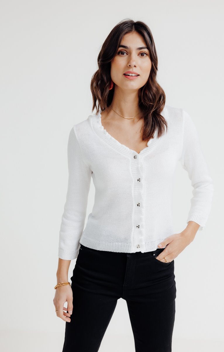  Cardigan Uni Avec Froufrous