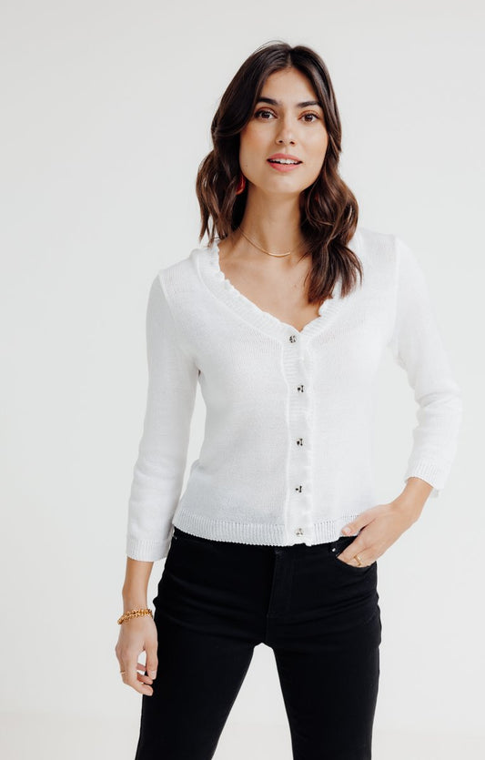  Cardigan Uni Avec Froufrous