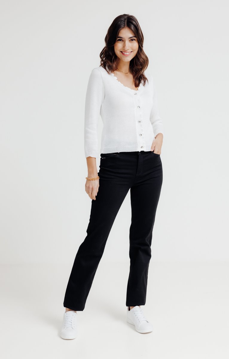  Cardigan Uni Avec Froufrous