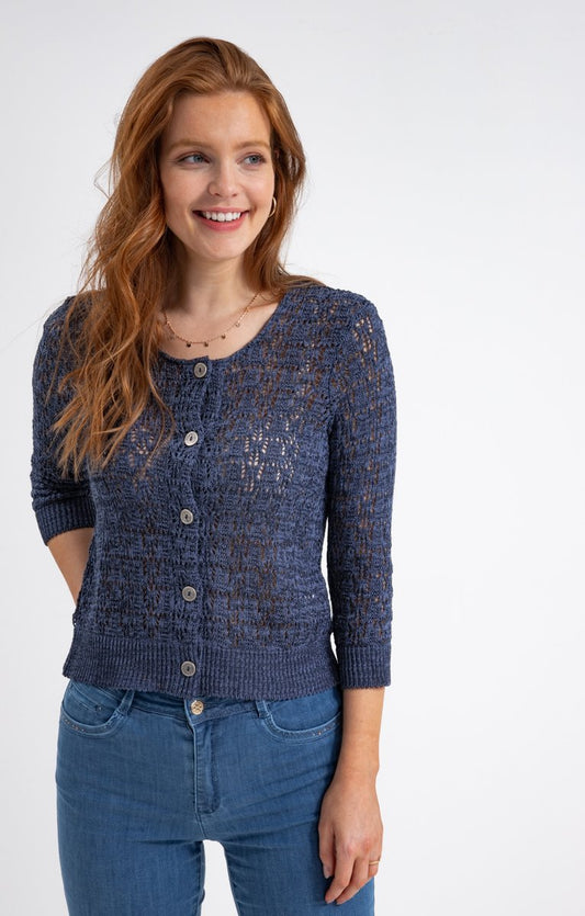  CARDIGAN AJOURÉ BOUTONNÉ ALL OVER