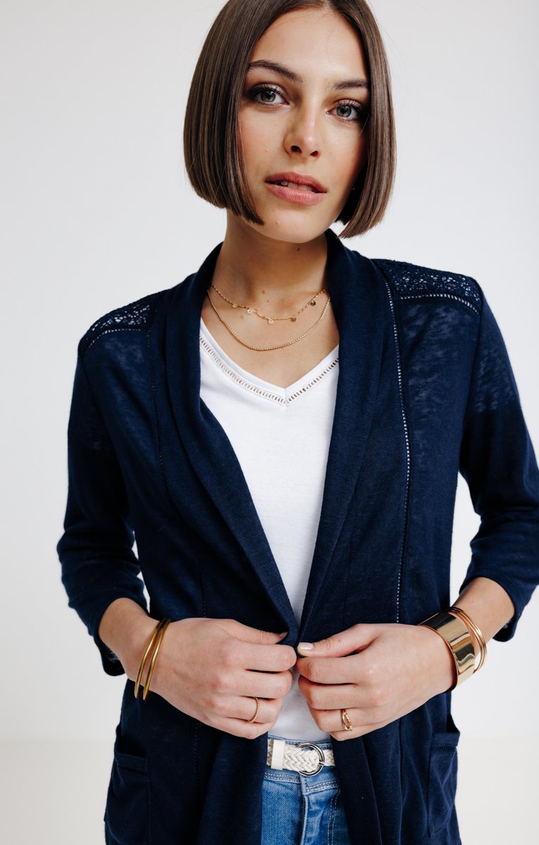  CARDIGAN COL ÉCHARPE AVEC CROCHET