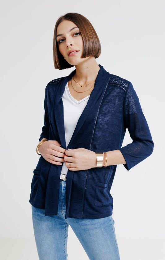  CARDIGAN COL ÉCHARPE AVEC CROCHET