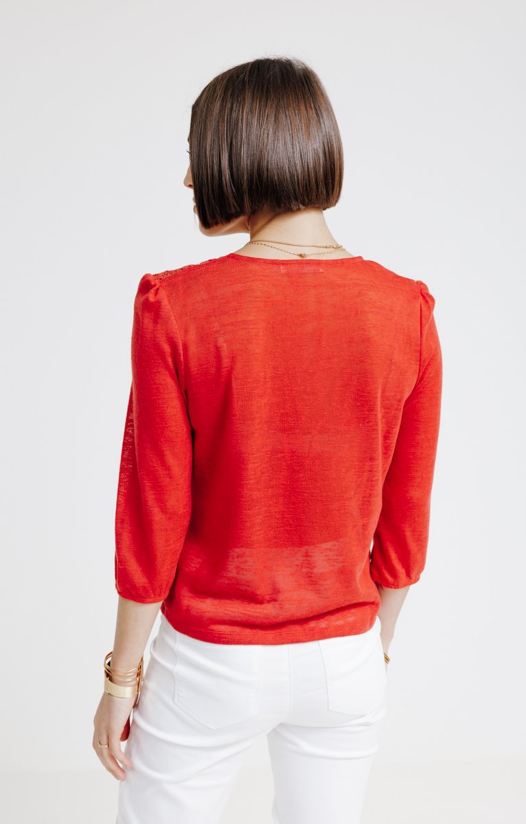  CARDIGAN COL V CROCHET PLACÉ