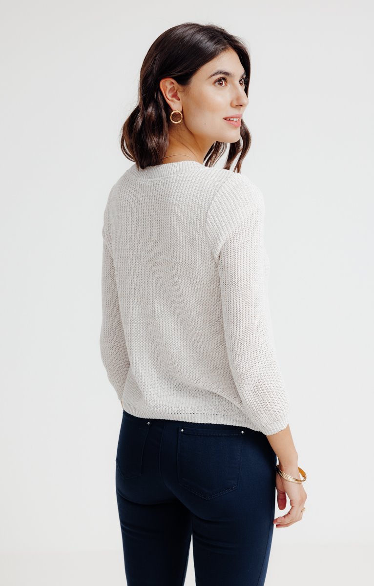  CARDIGAN COL V EN CÔTE ANGLAISE