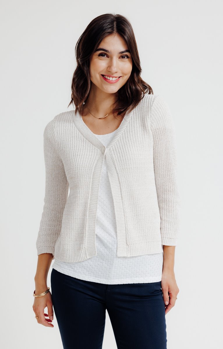 CARDIGAN COL V EN CÔTE ANGLAISE
