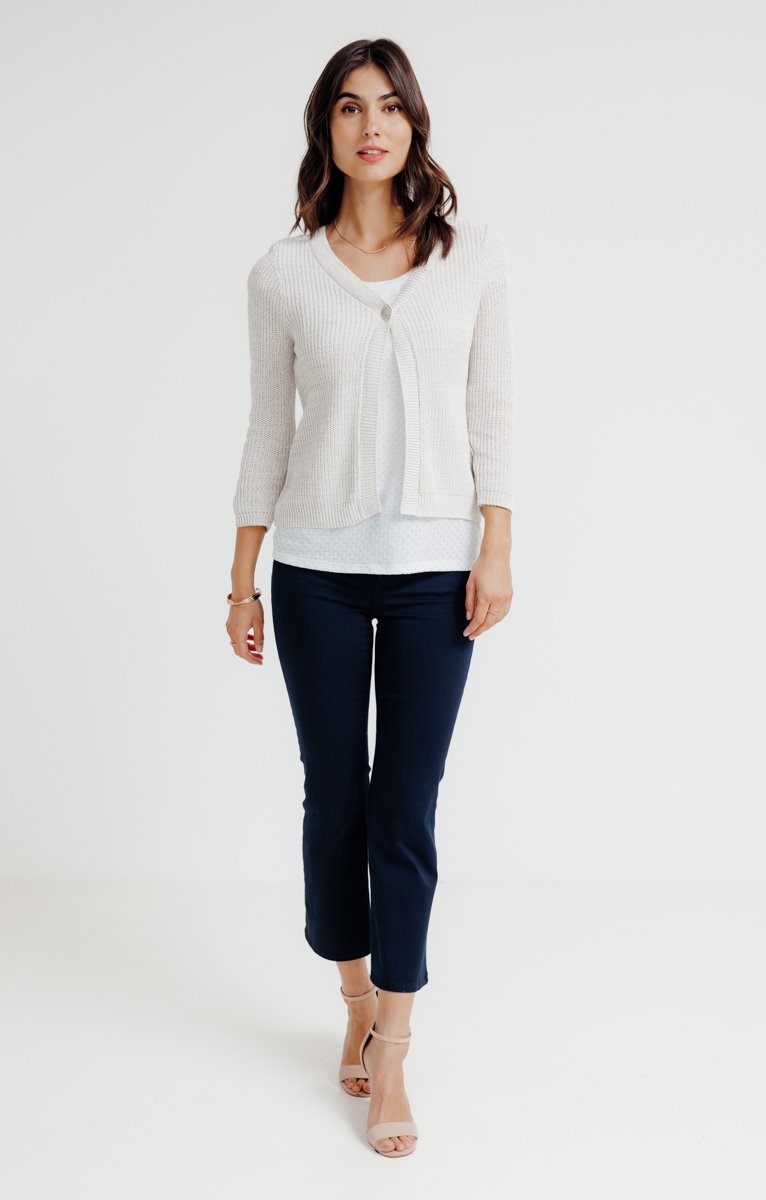  CARDIGAN COL V EN CÔTE ANGLAISE