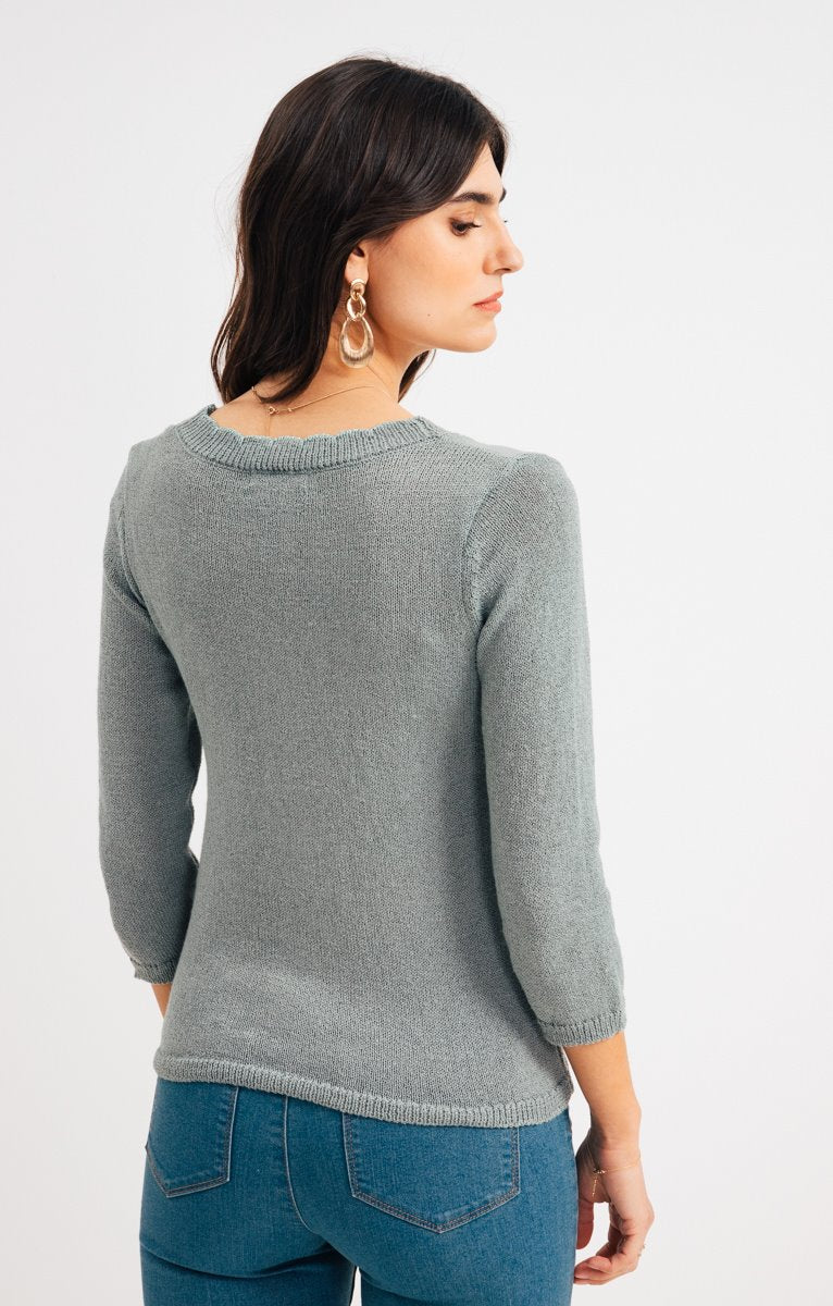  CARDIGAN COL V FESTONNÉ