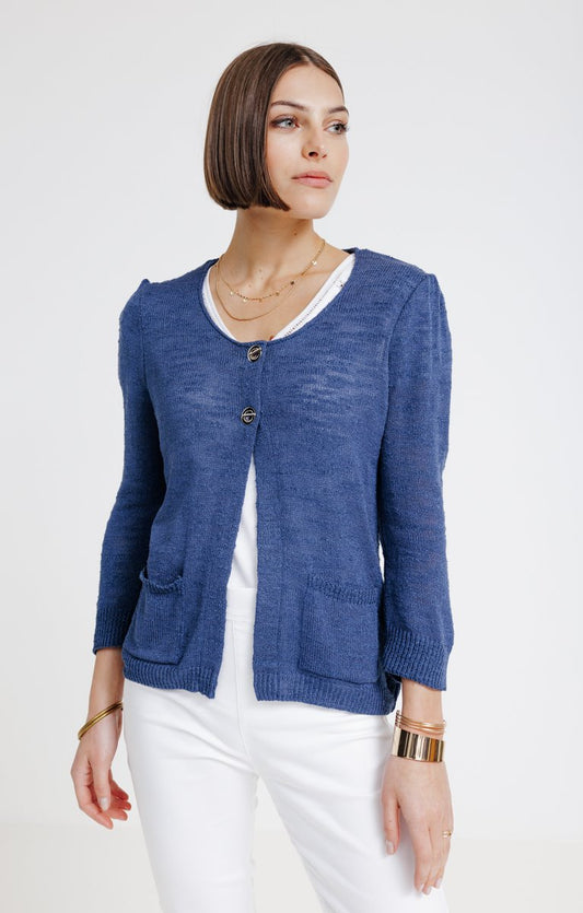  CARDIGAN POCHES PLAQUE AVEC OEILLETS