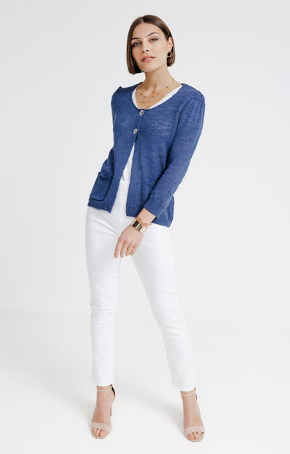  CARDIGAN POCHES PLAQUE AVEC OEILLETS