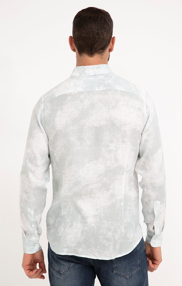  Chemise Ajustée En Lin Motif Tie & Dye