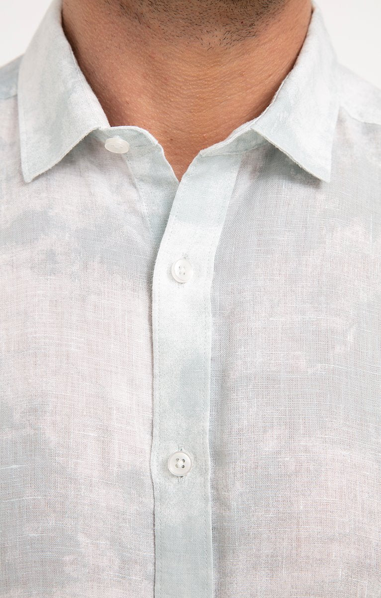  Chemise Ajustée En Lin Motif Tie & Dye